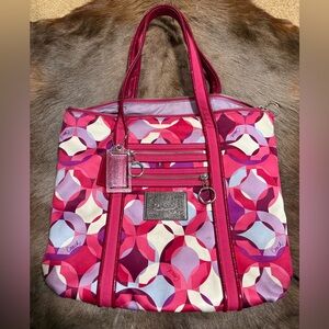Coach Poppy Pink & Purple Abstract Logo Purse/Handbag/Tote